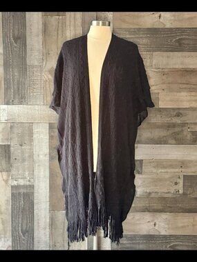 Jon & Anna black cable knit wrap lightweight fringe coastal cowgirl resortwear